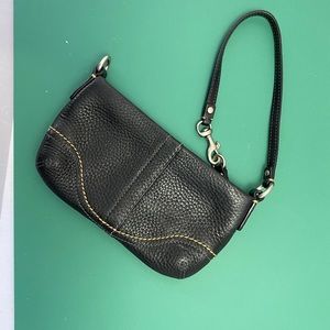 Coach black leather wristlet